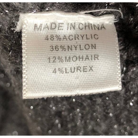 TRINA TURK Metallic Mohair Blend Cardigan Sweater Sz M Gray‎ Wide Cuff Pockets - Picture 4 of 13